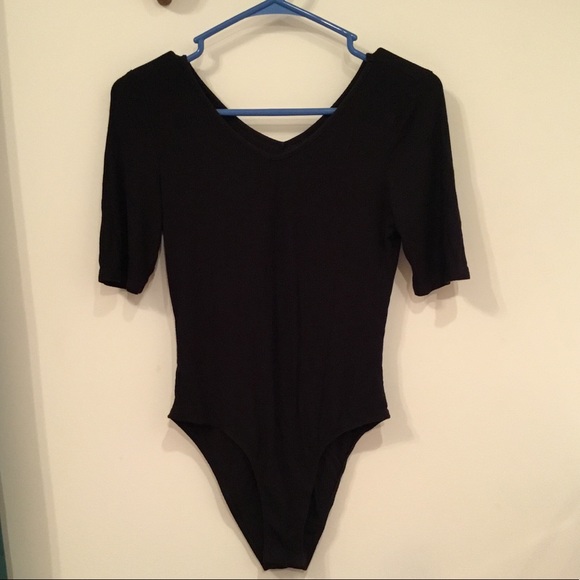 SHEIN Tops - SHEIN Black Ribbed V-Neck Bodysuit